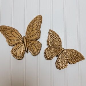 Vintage Gold Homco Butterfly Wall Hangings | Set of 2 | MCM